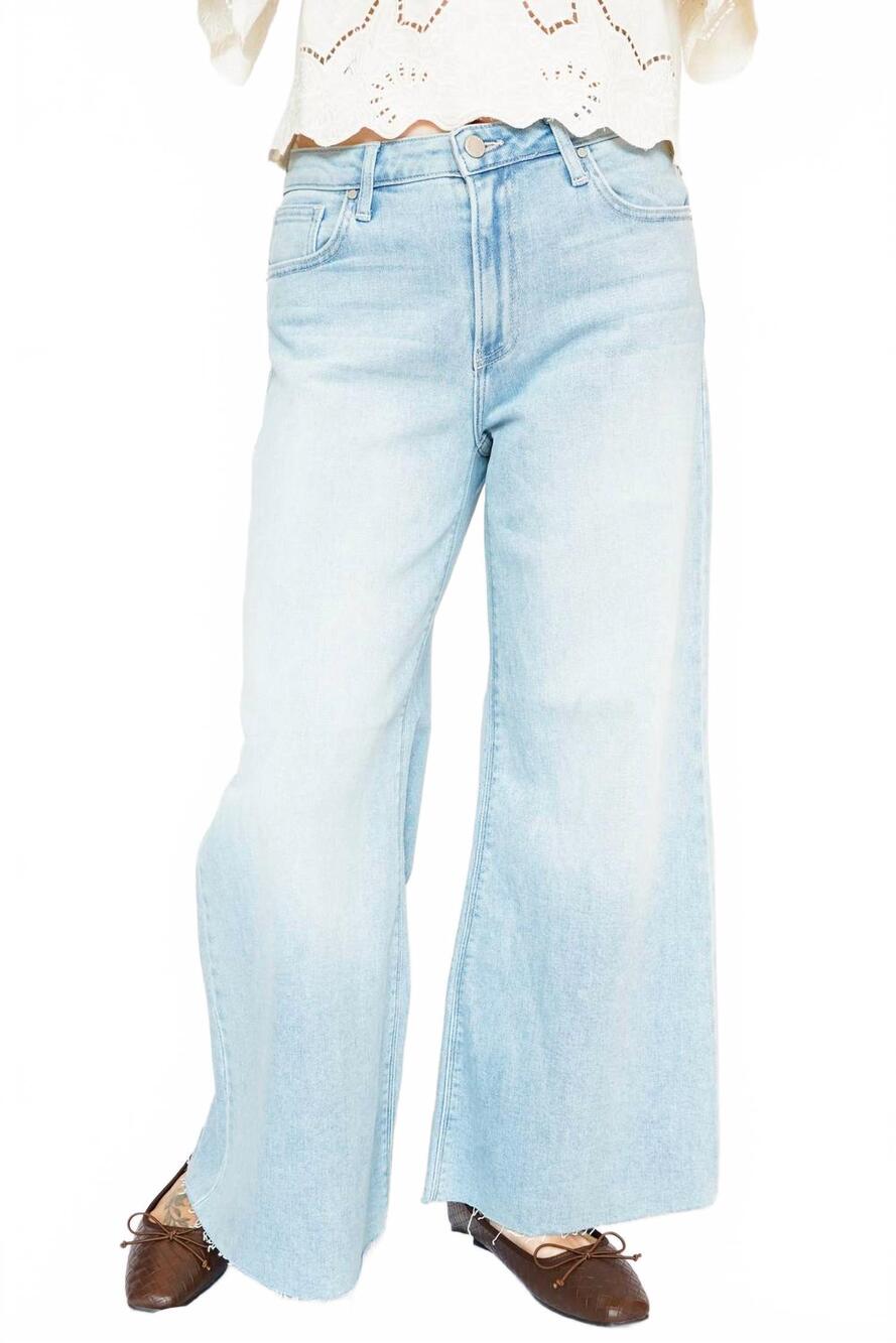 NEW JUST BLACK DENIM mid rise wide leg flare crop jeans in light denim